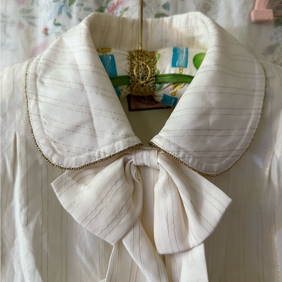 Juicy Couture Cream Peter Pan Collar Blouse ASO Zooey Deschanel - Picture 6 of 11